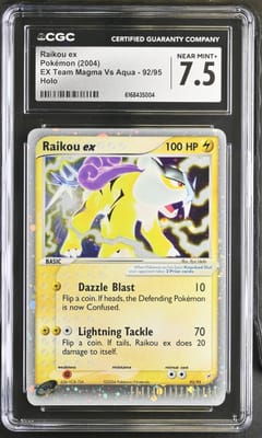 2004 Pokemon EX Team Magma Vs Team Aqua Raikou ex Holo #92/95 CGC 7.5