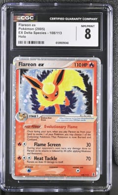 2005 Pokemon EX Delta Species Flareon ex Holo #108/113 CGC 8