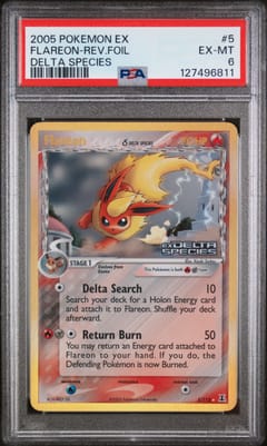 2005 Pokemon Ex Delta Species Flareon-Reverse Foil #5 PSA 6