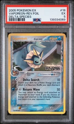 2005 Pokemon Ex Delta Species Vaporeon-Rev.Foil Delta Species #18 PSA 5