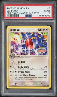 2005 Pokemon Ex Emerald Exploud National Championships Staff #3 PSA 9