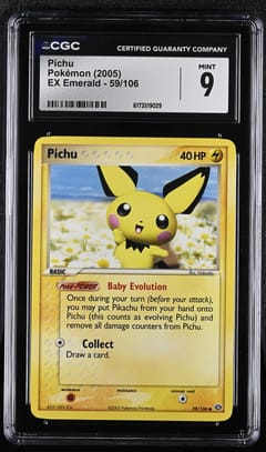 2005 Pokemon EX Emerald Pichu #59/106 CGC 9