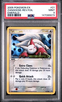 2005 Pokemon Ex Emerald Zangoose-Rev.foil Emerald #21 PSA 9