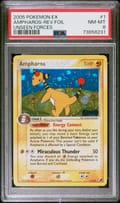 2005 Pokemon Ex Unseen Forces Ampharos-Reverse Foil #1 PSA 8