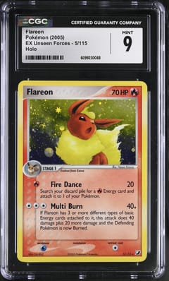 2005 Pokemon EX Unseen Forces Flareon Holo #5/115 CGC 9