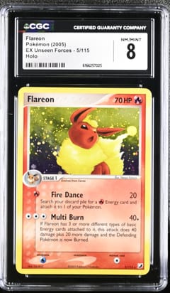 2005 Pokemon EX Unseen Forces Flareon Holo #5/115 CGC 8