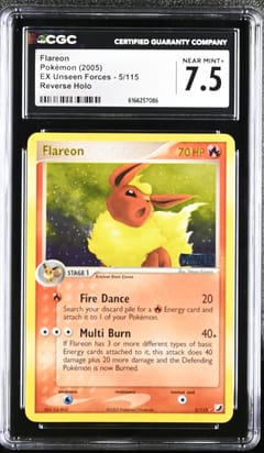 2005 Pokemon EX Unseen Forces Flareon Reverse Holo #5/115 CGC 7.5
