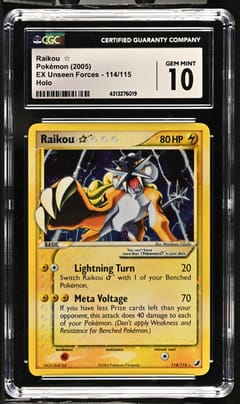 2005 Pokemon EX Unseen Forces Raikou ☆ Holo #114/115 CGC 10