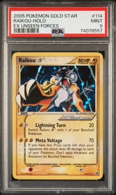 2005 Pokemon Ex Unseen Forces Raikou-Holo Ex Unseen Forces #114 PSA 9