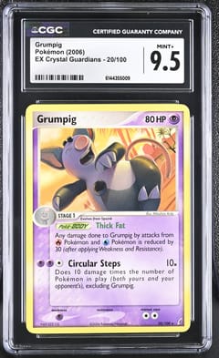 2006 Pokemon EX Crystal Guardians Grumpig #20/100 CGC 9.5