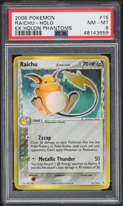 2006 Pokemon Ex Holon Phantoms Raichu-Holo #15 PSA 8