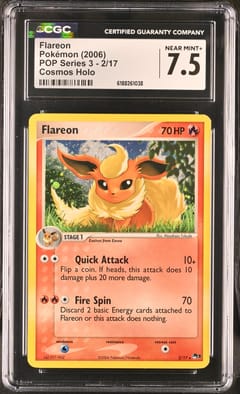 2006 Pokemon POP Series 3 Flareon Cosmos Holo #2/17 CGC 7.5