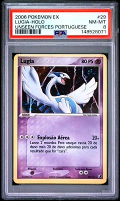 2006 Pokemon Portuguese Ex Unseen Forces Lugia-Holo #29 PSA 8