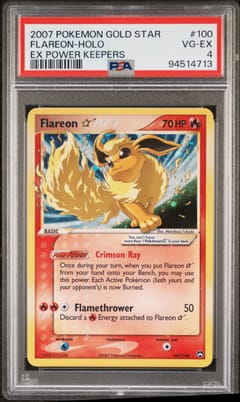 2007 Pokemon Ex Power Keepers Flareon-Holo Gold Star #100 PSA 4