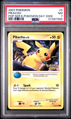 2007 Pokemon Pop Series 6 Pikachu Pokemon Day 2008 #9 PSA 7