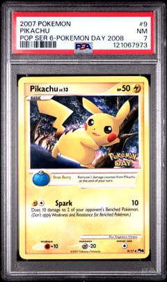 2007 Pokemon Pop Series 6 Pikachu Pokemon Day 2008 #9 PSA 7