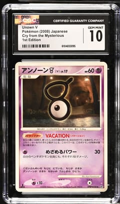 2008 Pokemon Cry from the Mysterious - DP5 Japanese Unown V 1st Edition CGC 10