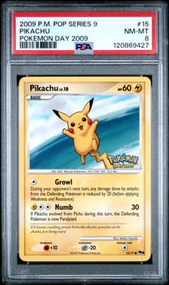 2009 Pokemon Pop Series 9 Pikachu Pokemon Day 2009 #15 PSA 8