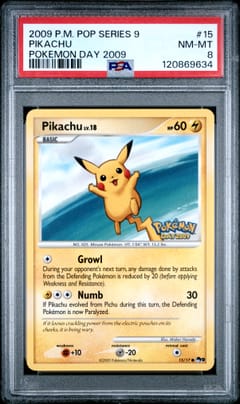 2009 Pokemon Pop Series 9 Pikachu Pokemon Day 2009 #15 PSA 8