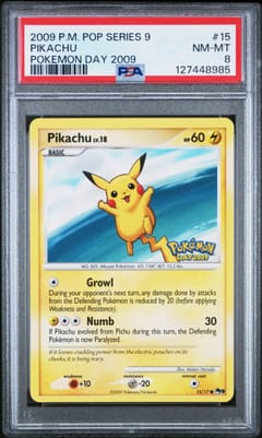 2009 Pokemon Pop Series 9 Pikachu Pokemon Day 2009 #15 PSA 8