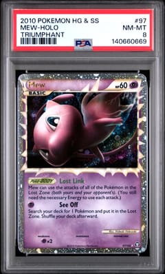 2010 Pokemon Heartgold & Soulsilver Triumphant Mew-Holo #97 PSA 8