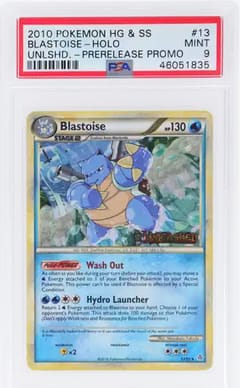 2010 Pokemon Heartgold & Soulsilver Unleashed Blastoise-Holo Ul-Prerelease Promo #13 PSA 9