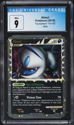 2010 Pokemon Triumphant Absol Holo #91/102 CGC 9