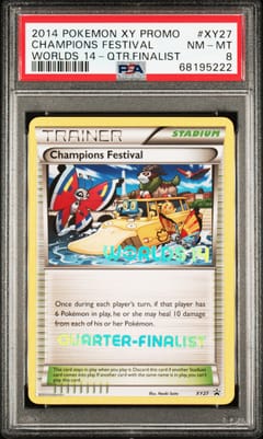 2014 Pokemon Xy Black Star Promo Champions Festival Worlds 14-Quarter Finalist #XY27 PSA 8