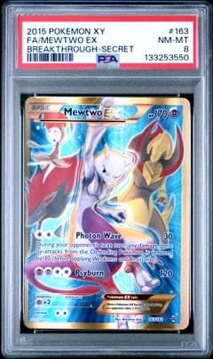 2015 Pokemon Xy Breakthrough Full Art / Mewtwo Ex Secret #163 PSA 8