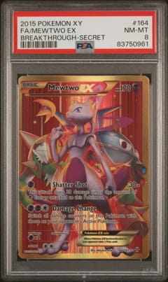 2015 Pokemon Xy Breakthrough Full Art / Mewtwo Ex Secret #164 PSA 8