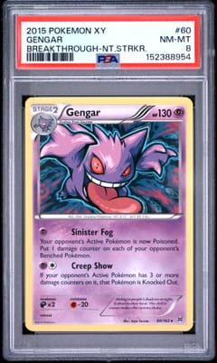2015 Pokemon Xy Breakthrough Gengar Night Striker #60 PSA 8