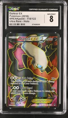 2016 Pokemon BREAKpoint Darkrai EX Ultra Rare Holo #118/122 CGC 8