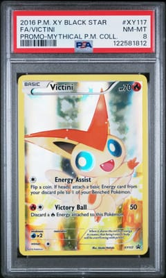 2016 Pokemon Xy Black Star Promo Fa/Victini Promo-Mythical P.M. Coll. #XY117 PSA 8