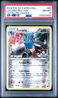 2016 Pokemon Xy Fates Collide Lucario-Reverse Foil 1st Place Pokemon League #63 PSA 8