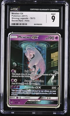 2017 Pokemon Shining Legends Mewtwo GX Secret Rare Holo #78/73 CGC 9