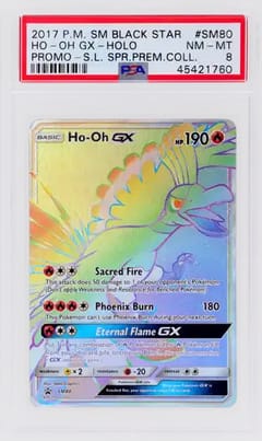 2017 Pokemon Sm Black Star Promo Fa/Ho-Oh Gx Promo-S.L. Spr.Prem.Coll. #SM80 PSA 8