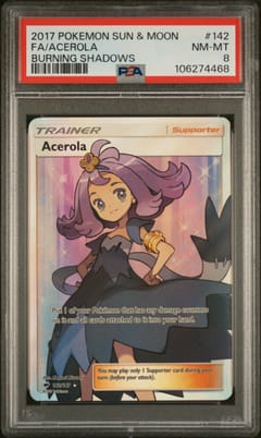 2017 Pokemon Sun & Moon Burning Shadows Fa/Acerola Burning Shadows #142 PSA 8