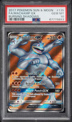 2017 Pokemon Sun & Moon Burning Shadows Full Art / Machamp Gx #135 PSA 10