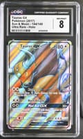 2017 Pokemon Sun & Moon Tauros GX Ultra Rare Holo #144/149 CGC 8
