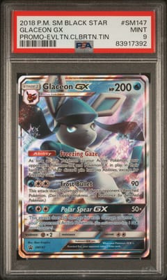 2018 Pokemon Sm Black Star Promo Glaceon Gx Promo-Evltn.Clbrtn.Tin #SM147 PSA 9