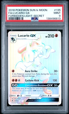 2018 Pokemon Sun & Moon Forbidden Light Fa / Lucario Gx Forbidden Light-Secret #135 PSA 9