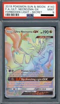 2018 Pokemon Sun & Moon: Forbidden Light Ultra Necrozma GX Full Art Secret Rare #140 PSA 9