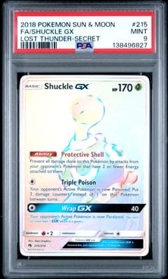 2018 Pokemon Sun & Moon Lost Thunder Fa / Shuckle Gx Lost Thunder-Secret #215 PSA 9