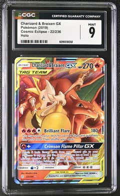 2019 Cosmic Eclipse Charizard & Braixen GX Holo #22/236 CGC 9