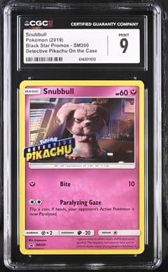 2019 Pokemon Black Star Promos Snubbull Detective Pikachu On the Case #SM200 CGC 9