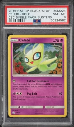 2019 Pokemon Sm Black Star Promo Celebi-Holo Cosmic Eclipse Three Pack Blisters #SM224 PSA 8