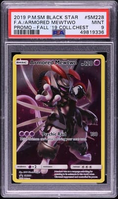 2019 Pokemon Sm Black Star Promo Full Art / Armored Mewtwo Fall 2019 Collector Chest #SM228 PSA 9