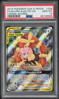 2019 Pokemon Sun & Moon Cosmic Eclipse Full Art / Mega Lopunny & Jigglypuff Gx #226 PSA 10