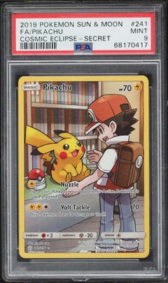 2019 Pokemon Sun & Moon Cosmic Eclipse Full Art / Pikachu Secret #241 PSA 9