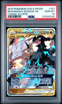 2019 Pokemon Sun & Moon Cosmic Eclipse Reshiram & Zekrom Gx #157 PSA 10